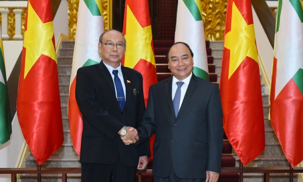 Thủ tướng Nguyễn Xuân Phúc tiếp Chủ tịch Quốc hội Myanmar 